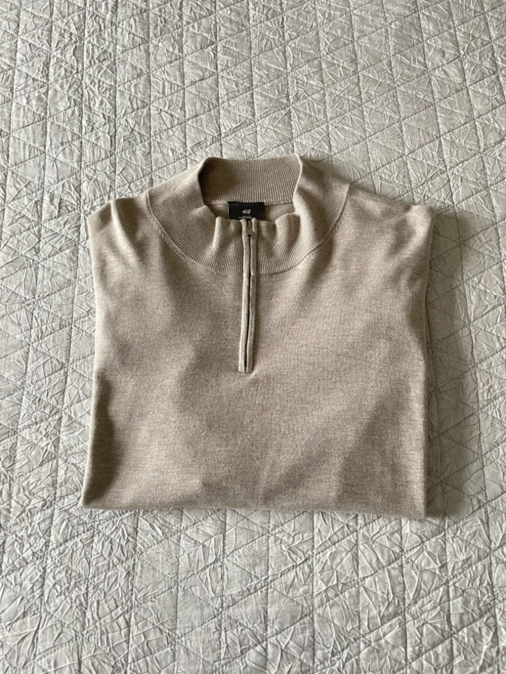 H&M Men's Half-Zip Sweater | Men’s large | Tan | New w/ tags - Picture 4 of 5